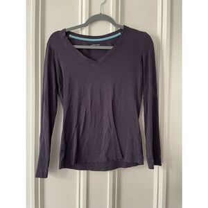 Lands end navy blue v-neck cotton long sleeve top xs